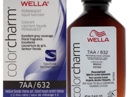 Wella Color Charm Permanent Liquid Hair Color - 7AA 632 Medium Blonde Intense Ash by Wella for Unisex - 1.42 oz Hair Color Fashion