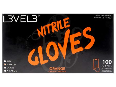 L3VEL3 Nitrile Gloves - Orange by L3VEL3 for Unisex - 100 Pc Gloves (M) Discount