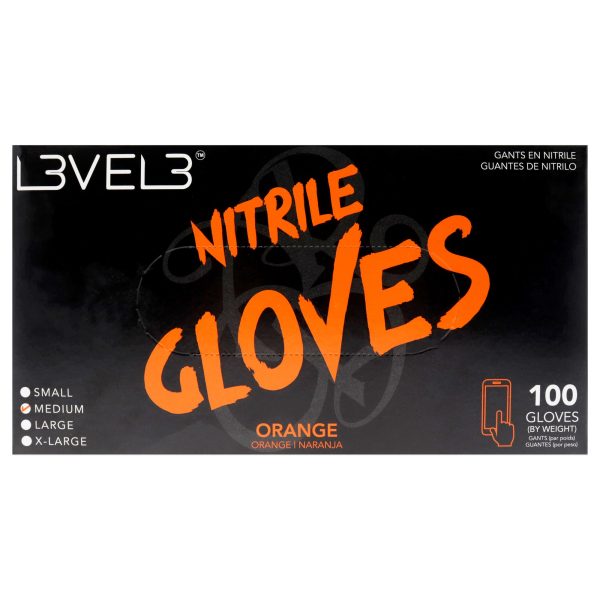 L3VEL3 Nitrile Gloves - Orange by L3VEL3 for Unisex - 100 Pc Gloves (M) Discount