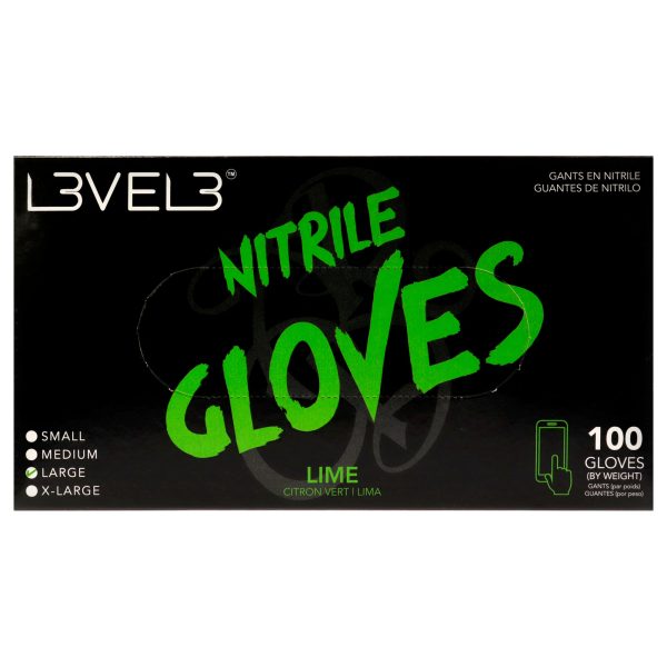 L3VEL3 Nitrile Gloves - Lime by L3VEL3 for Unisex - 100 Pc Gloves (L) Online Hot Sale