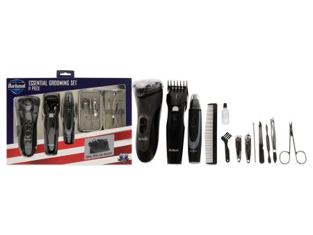 Barbasol Essential Grooming Set by Barbasol for Men - 10 Pc Body and Beard Trimmer, Ear and Nose Trimmer, 2 Nail Clippers, 2 Cuticle Pusher, Nail Filer, Comb, Safety scissors, 2 AAA batteries Online Sale