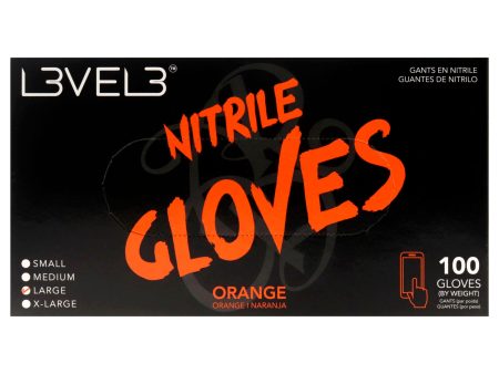 L3VEL3 Nitrile Gloves - Orange by L3VEL3 for Unisex - 100 Pc Gloves (L) Sale