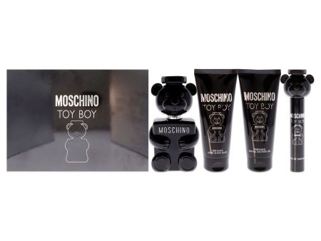 Moschino Moschino Toy Boy by Moschino for Men - 4 Pc Gift Set - 3.4 oz EDP Spray, 0.3 oz EDP Spray, 3.4 oz After Shave Balm, 3.4 oz Bath and Shower Gel Supply