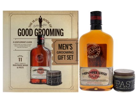 18.21 Man Made Book of Good Grooming Volume 11 Set - Sweet Tobacco by 18.21 Man Made for Men - 2 Pc 18oz Man Made Wash 3-In-1 Shampoo, Conditioner and Body Wash, 2oz Paste Fashion