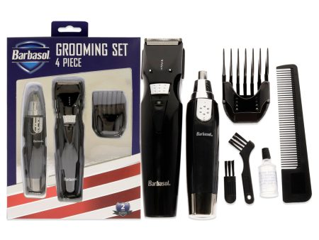 Barbasol Grooming Set by Barbasol for Men - 5 Pc Body and Beard Trimmer, Guide Comb, Ear and Nose Trimmer, Rechargeable UL Adapter, Cleaning Brush, Oil Fashion