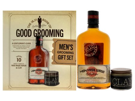 18.21 Man Made Book of Good Grooming Volume 10 Set - Sweet Tobacco by 18.21 Man Made for Men - 2 Pc 18oz Man Made Wash 3-In-1 Shampoo, Conditioner and Body Wash, 2oz Clay Online Hot Sale