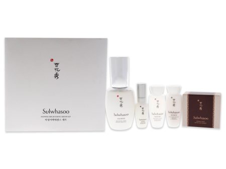 Sulwhasoo Snowise Brightening Serum Set by Sulwhasoo for Women - 5 Pc 1.7oz Serum, 8ml Serum, 15ml Water, 15ml Emulsion, 1.7oz Herbal Soap Red Ginger For Sale