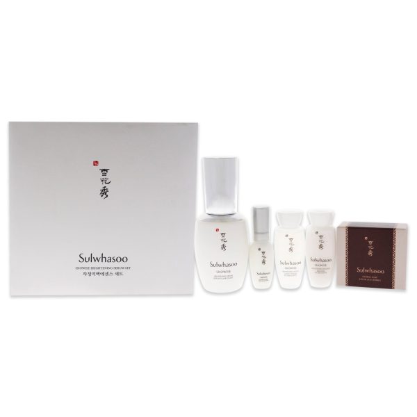 Sulwhasoo Snowise Brightening Serum Set by Sulwhasoo for Women - 5 Pc 1.7oz Serum, 8ml Serum, 15ml Water, 15ml Emulsion, 1.7oz Herbal Soap Red Ginger For Sale