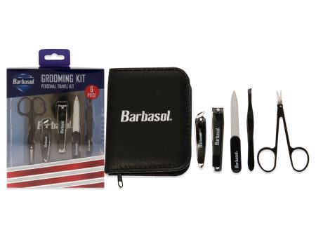 Barbasol Grooming Manicure Kit by Barbasol for Men - 6 Pc Cuticle Scissors, Large Nail Clipper, Slanted Nail Clipper, Nail File, Pointed Tweezers, Travel Case Online Sale