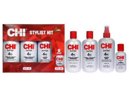 CHI Stylist Kit by CHI for Unisex - 4 Pc 12oz Shampoo, 12oz Treatment, 12oz Keratin Mist, 2oz Silk Infusion Supply