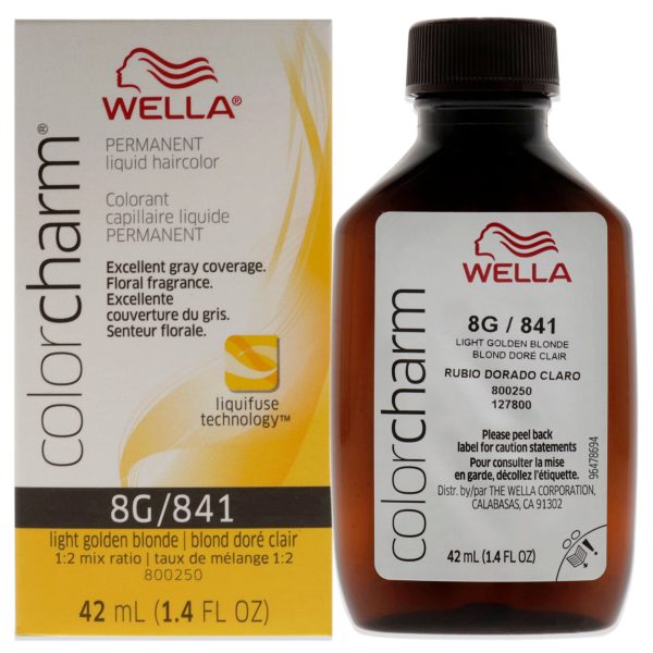 Wella Color Charm Permanent Liquid Hair Color - 8G Light Golden Blonde by Wella for Unisex - 1.42 oz Hair Color Fashion