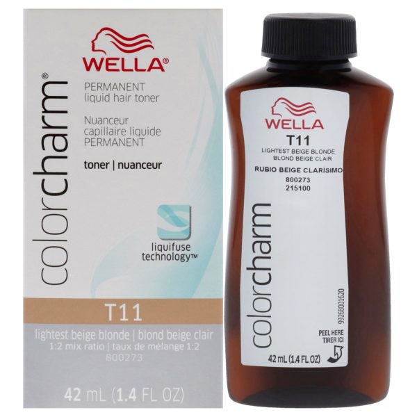 Wella Color Charm Permanent Liquid Toner - T11 Lightest Beige Blonde by Wella for Unisex - 1.4 oz Toner Hot on Sale